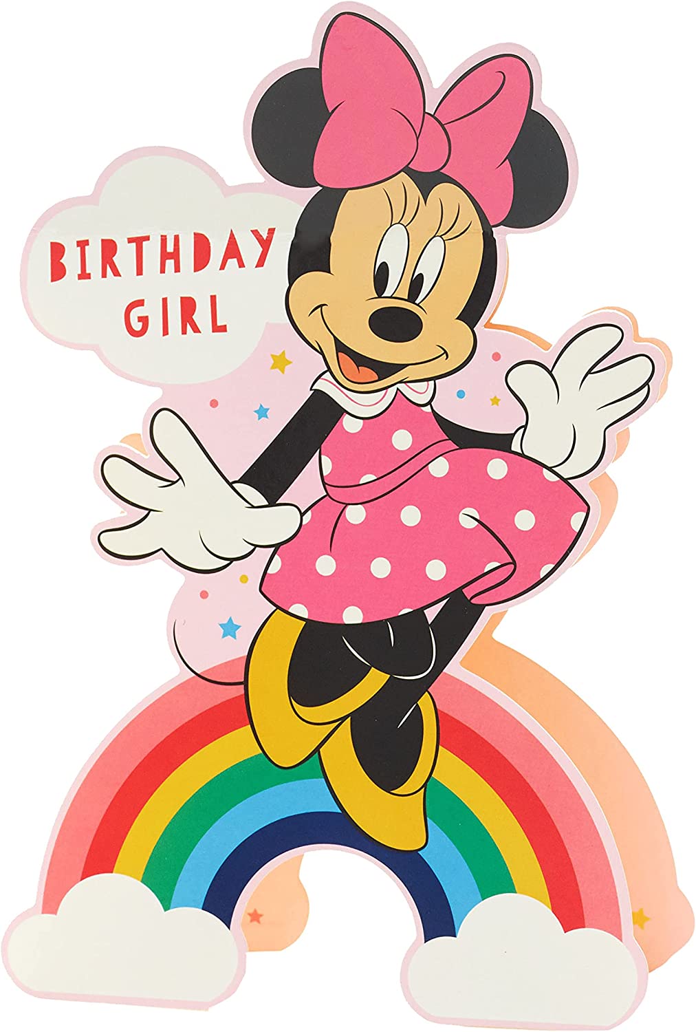 Disney Minnie Mouse birthday greeting card by UK Greetings featuring colorful Minnie illustration on the front.