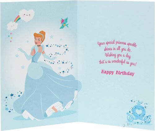 UK Greetings Disney Princes birthday card featuring colorful princess characters and festive design for special celebrations.