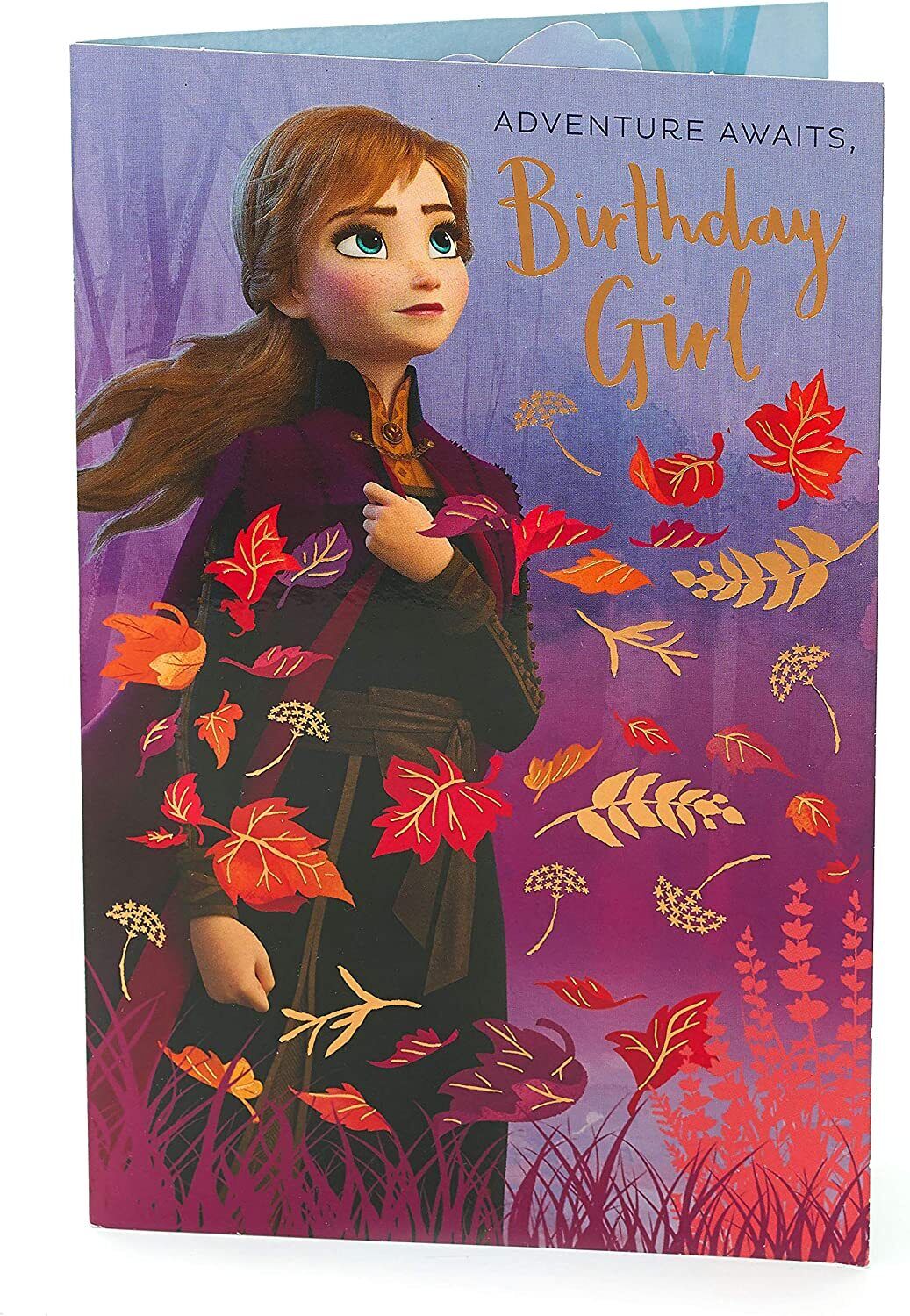 UK Greetings Disney Princess Anna pop-up birthday card from Frozen 2 for girls, featuring princess Anna and festive design.