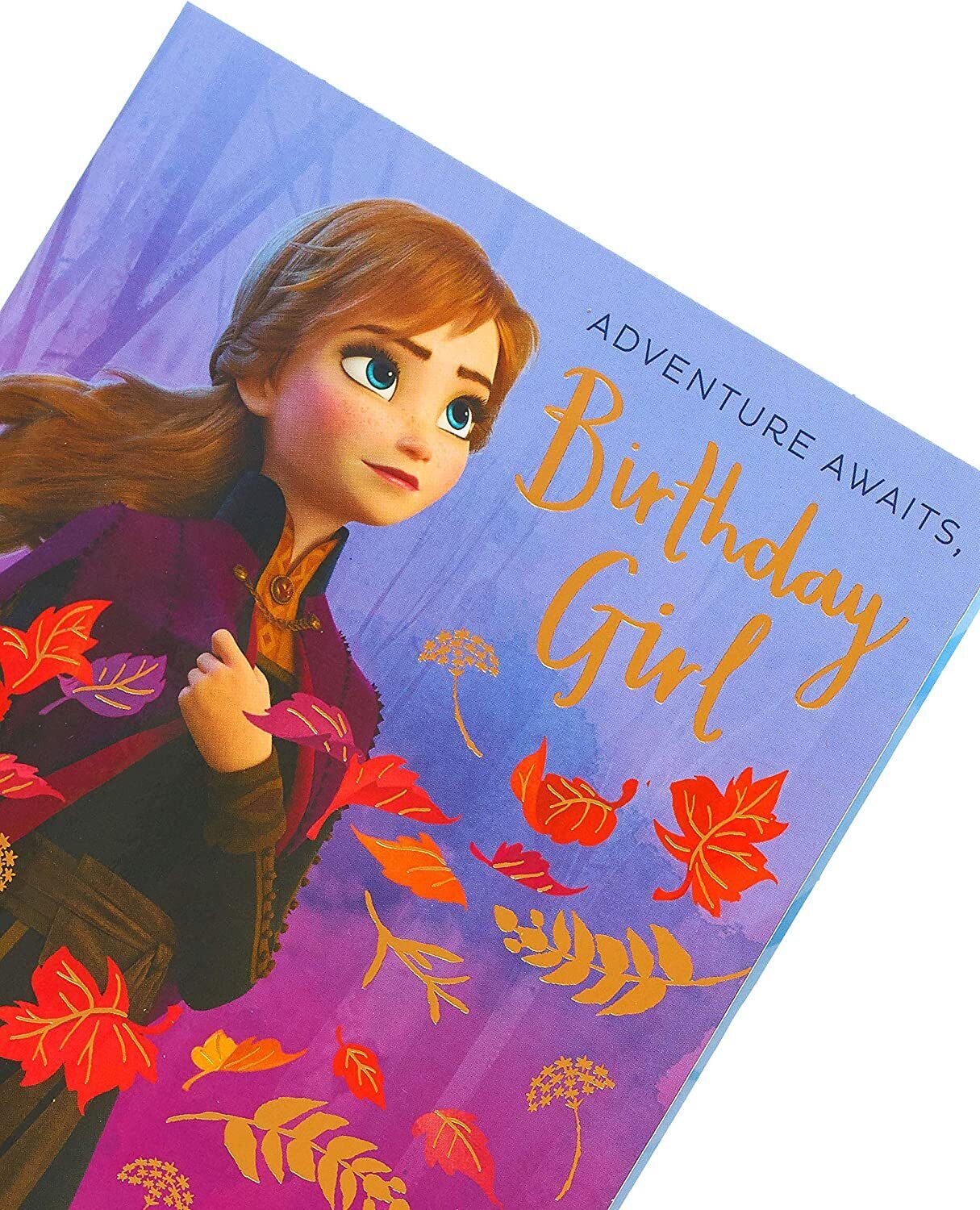 Disney Princess Anna pop-up birthday card from UK Greetings featuring Frozen 2 theme, designed for girls.