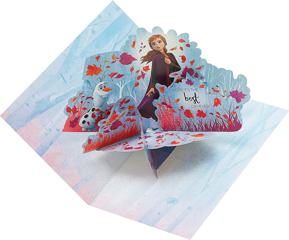 Disney Princess Anna pop-up birthday greeting card by UK Greetings featuring Anna from Frozen 2 for girls' birthday celebrations.