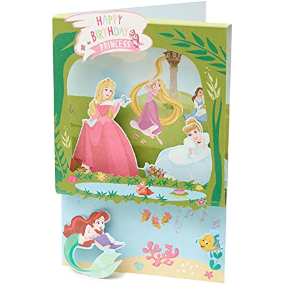 Disney Princess birthday card by UK Greetings featuring colorful princess illustrations for special celebrations.