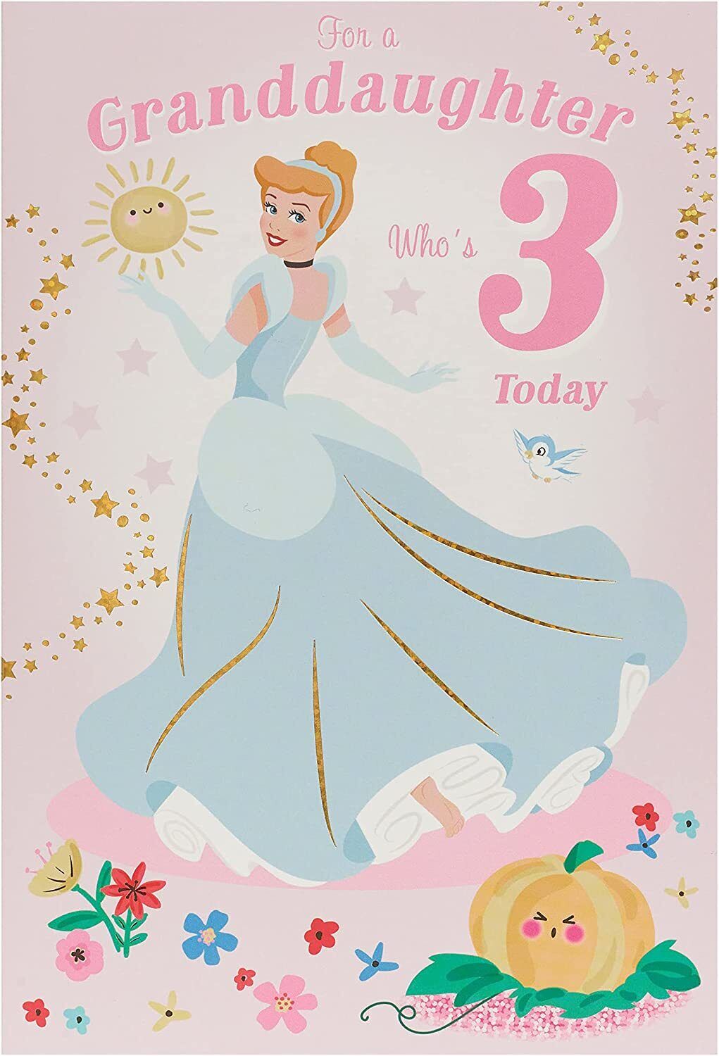 Disney Princess Cinderella 3rd Birthday greeting card by UK Greetings featuring Cinderella in her iconic dress.
