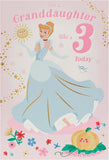 Disney Princess Cinderella 3rd Birthday greeting card by UK Greetings featuring Cinderella in her iconic dress.