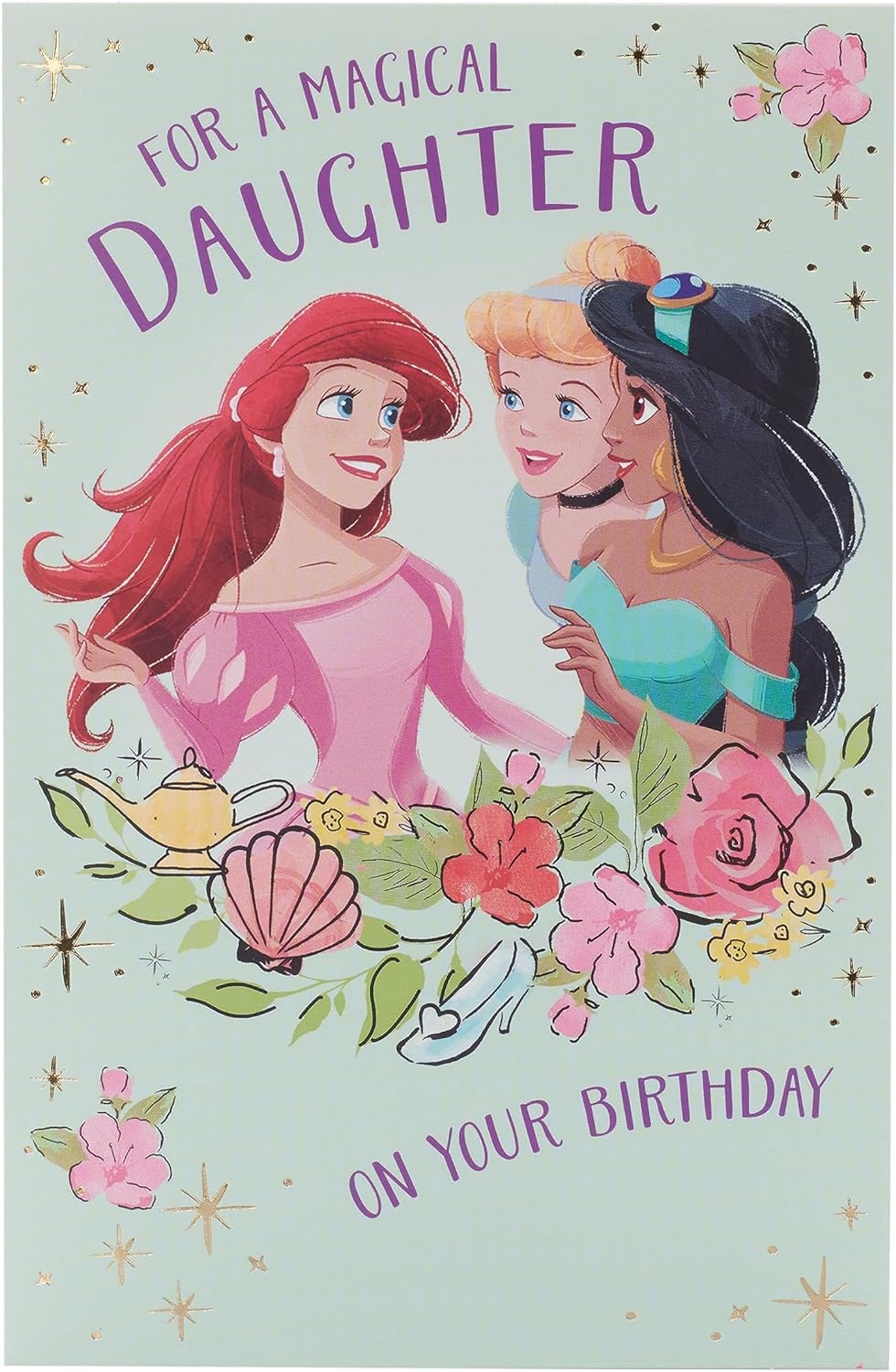 UK Greetings Disney Princess birthday greeting card featuring a colorful princess design for daughters.