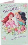 Disney Princess birthday greeting card for daughters by UK Greetings, featuring colorful princess design on a greeting card.
