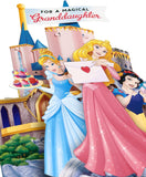 UK Greetings Disney Princess Granddaughter birthday greeting card with a build-your-own castle and stickers on the front.