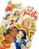 UK Greetings Disney Princess pop-up birthday greeting card featuring colorful princess characters and festive design.