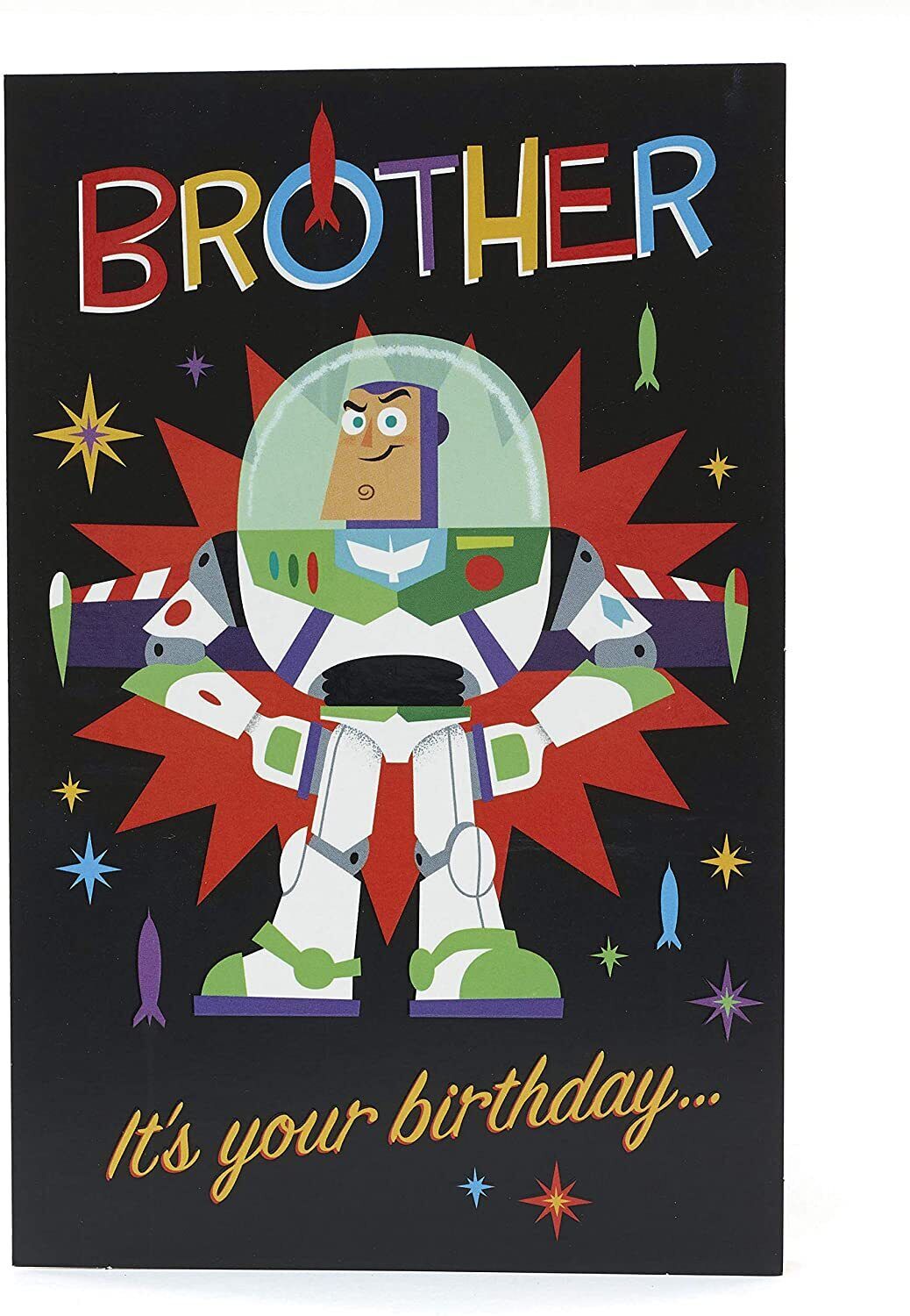 Disney Toy Story 4 Buzz Lightyear birthday greeting card by UK Greetings featuring Buzz in space suit for brother's birthday.