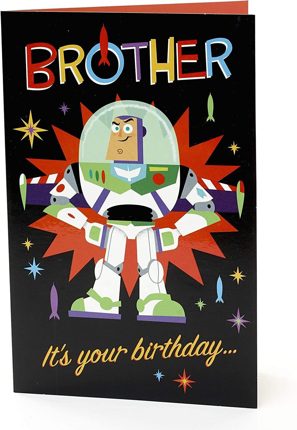 Disney Toy Story 4 Buzz Lightyear birthday greeting card by UK Greetings, featuring Buzz in a colorful design.