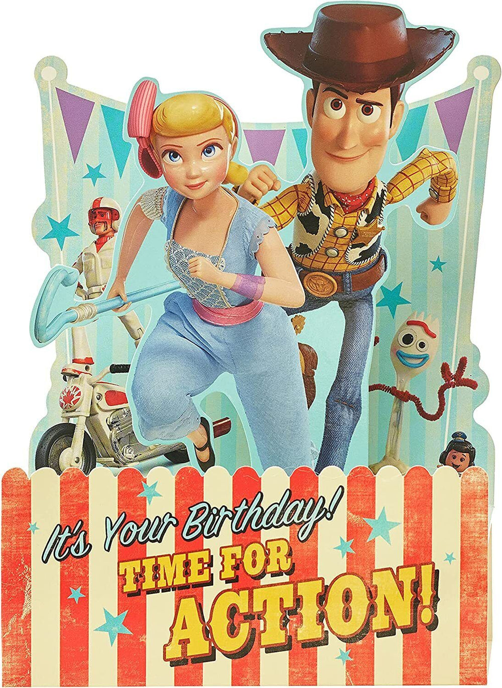 Disney Toy Story 4 Woody pop-up birthday greeting card by UK Greetings featuring Woody in a colorful birthday scene.