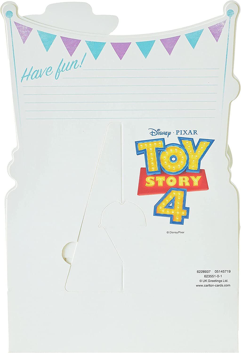 Disney Toy Story 4 Pop Up Woody birthday greeting card by UK Greetings featuring Woody character and colorful birthday design.
