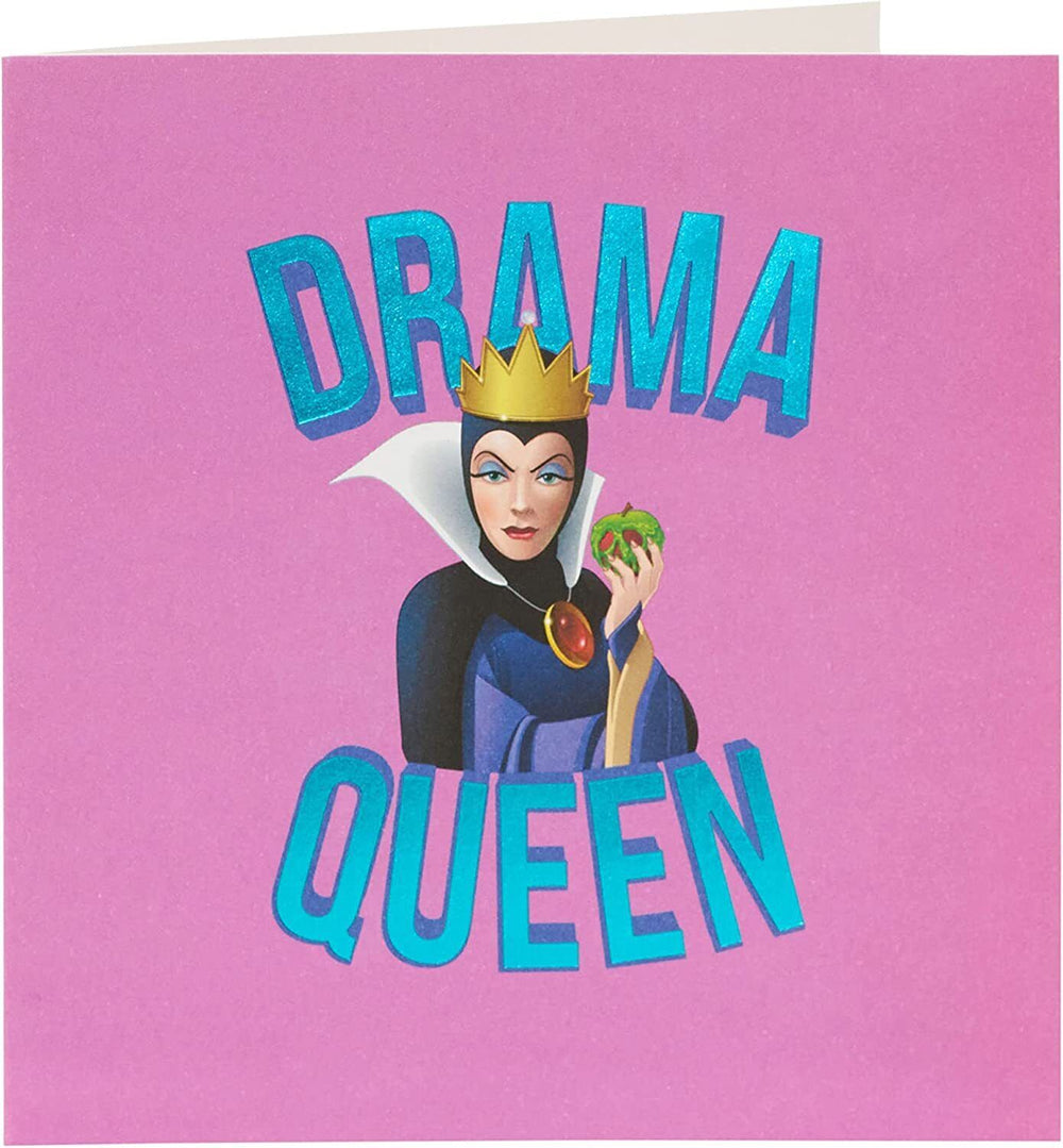 UK Greetings Disney Evil Queen blank birthday card featuring the Evil Queen illustration from Disney, perfect for birthday greetings.
