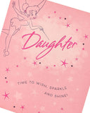 UK Greetings Disney Tinker Bell Daughter birthday card featuring Tinker Bell illustration on a colorful greeting card.