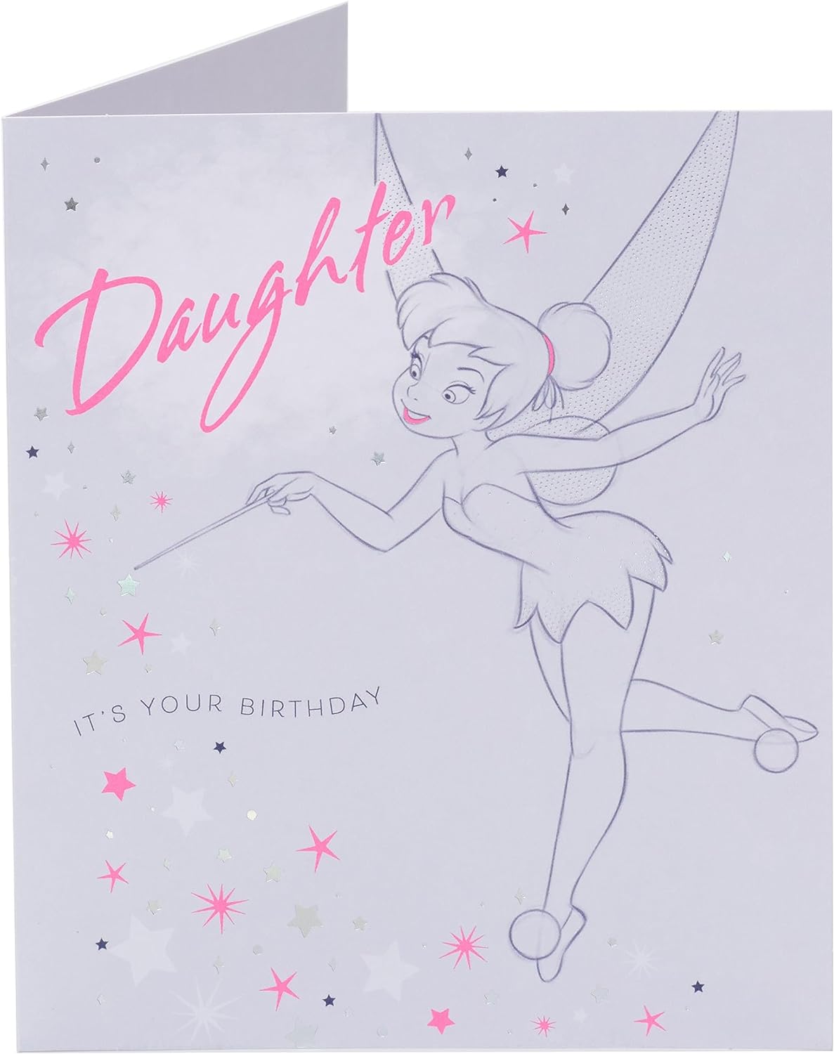 Disney Tinker Bell birthday greeting card by UK Greetings featuring colorful Tinker Bell design for daughters.