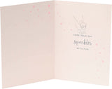 UK Greetings Disney Tinkerbell birthday card featuring Tinkerbell and fairy-themed design, perfect for celebrating birthdays.
