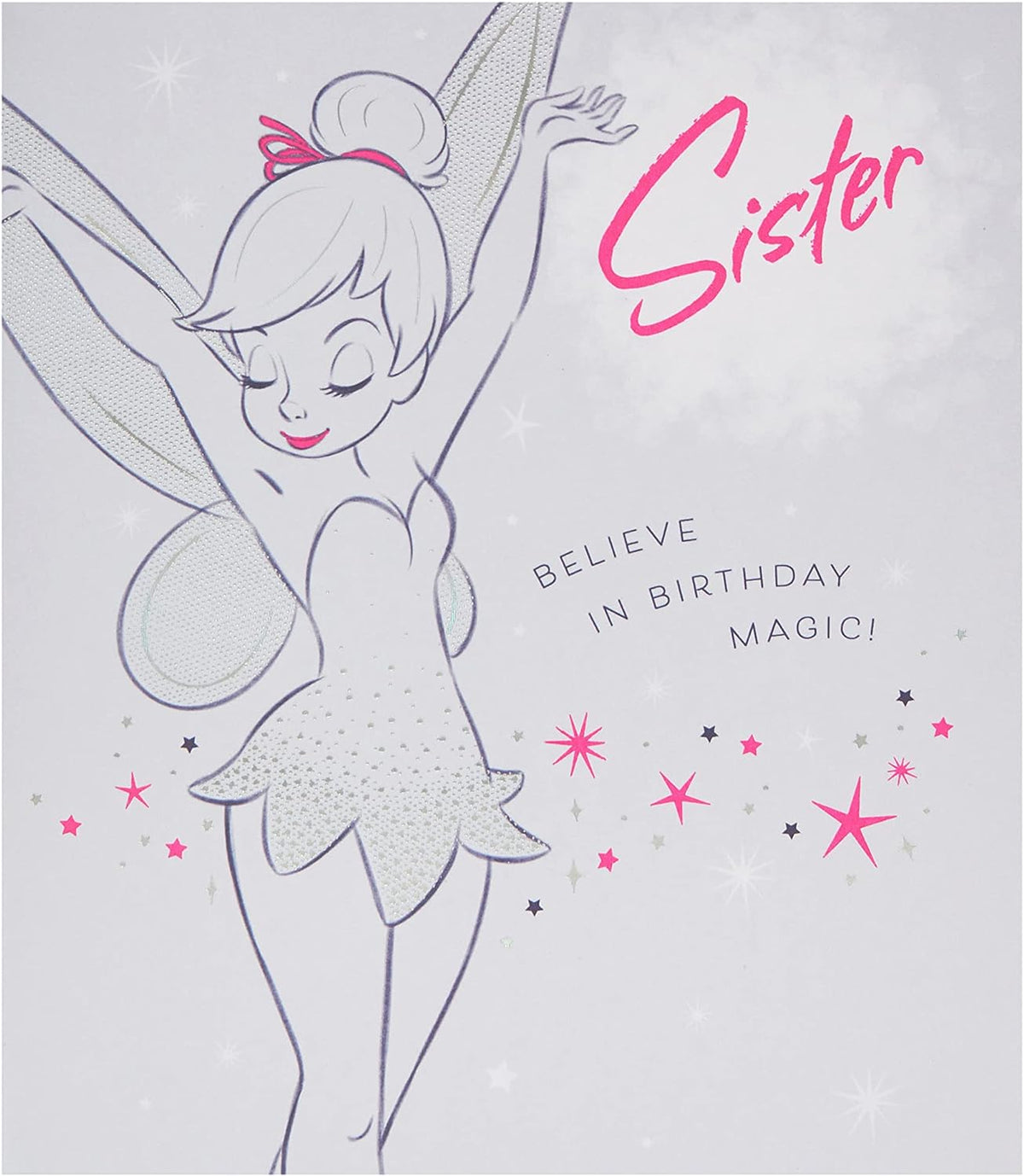 Disney Tinkerbell Sister birthday greeting card by UK Greetings featuring Tinkerbell and fairy-themed design.
