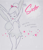 Disney Tinkerbell Sister birthday greeting card by UK Greetings featuring Tinkerbell and fairy-themed design.