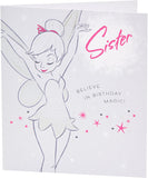 UK Greetings Disney Tinkerbell sister birthday card with colorful Tinkerbell illustration and whimsical design for special occasions
