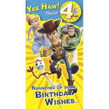 UK Greetings Disney Toy Story 4th birthday greeting card featuring characters from Toy Story for a child's celebration.