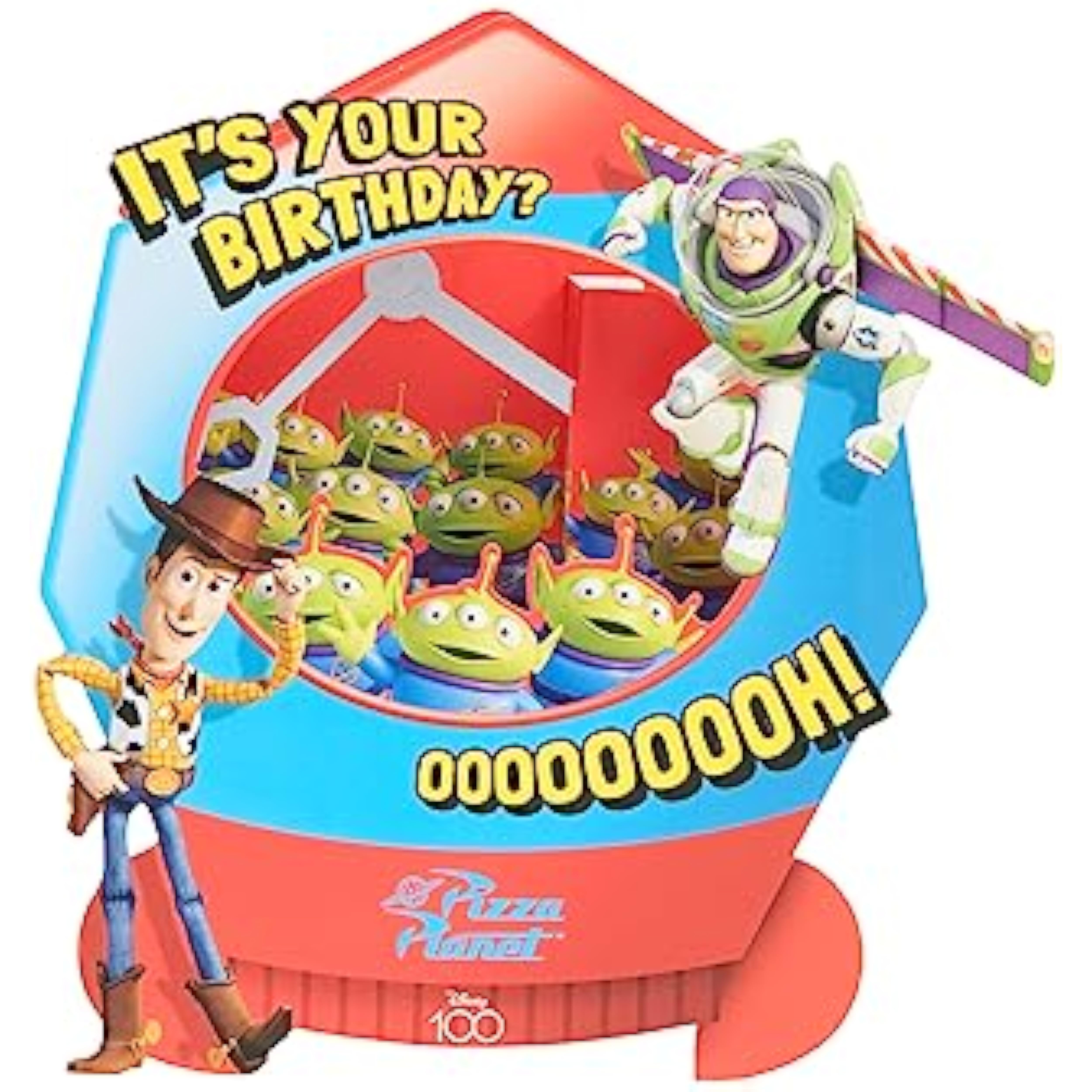 Disney Toy Story greeting card by UK Greetings featuring Woody and Buzz Lightyear in a grabber machine design, perfect for birthdays.