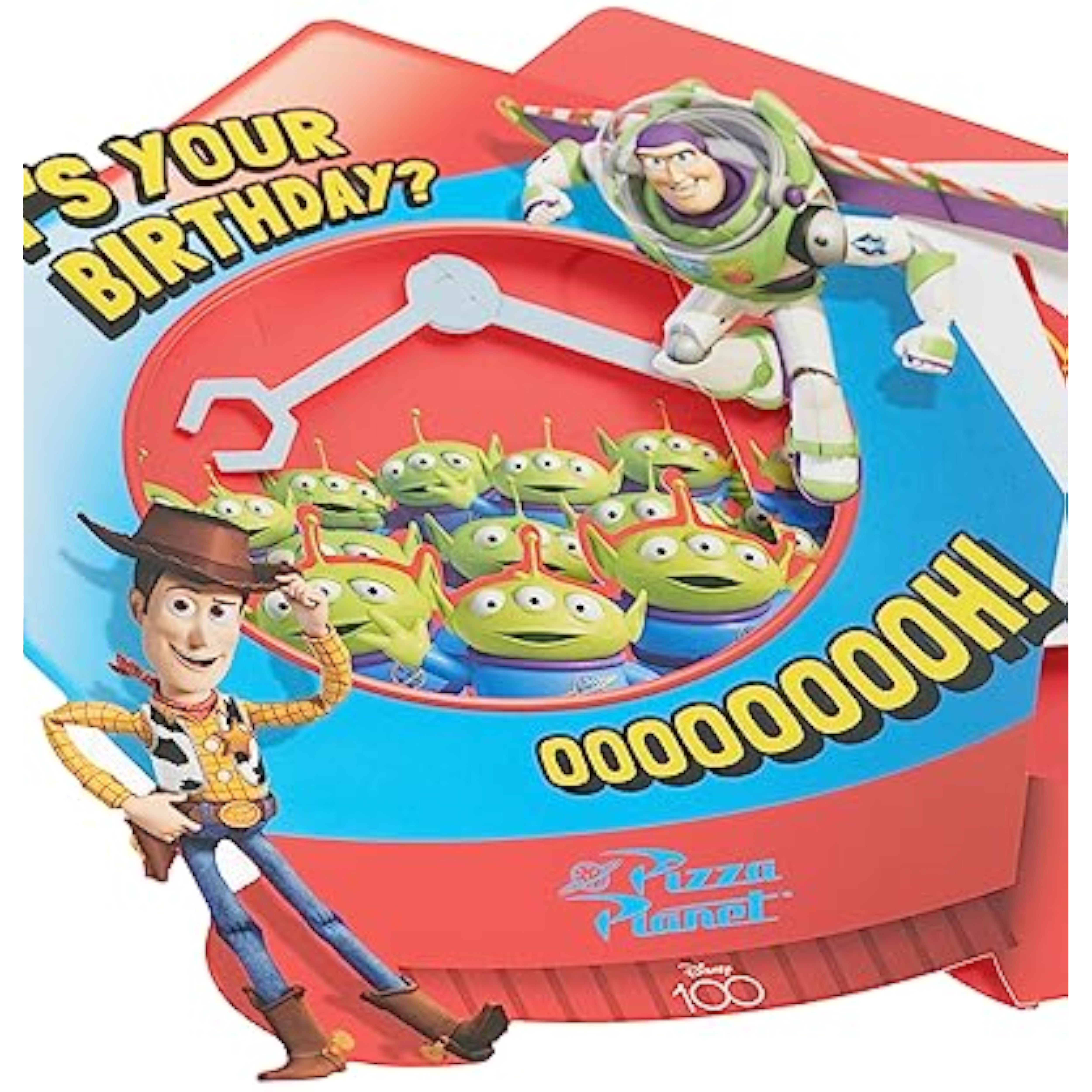 Disney Toy Story greeting card by UK Greetings featuring Woody and Buzz Lightyear in a grabber machine design for birthdays.