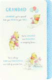 UK Greetings Disney Winnie the Pooh Granddad birthday greeting card with colorful Pooh illustration and cheerful design.