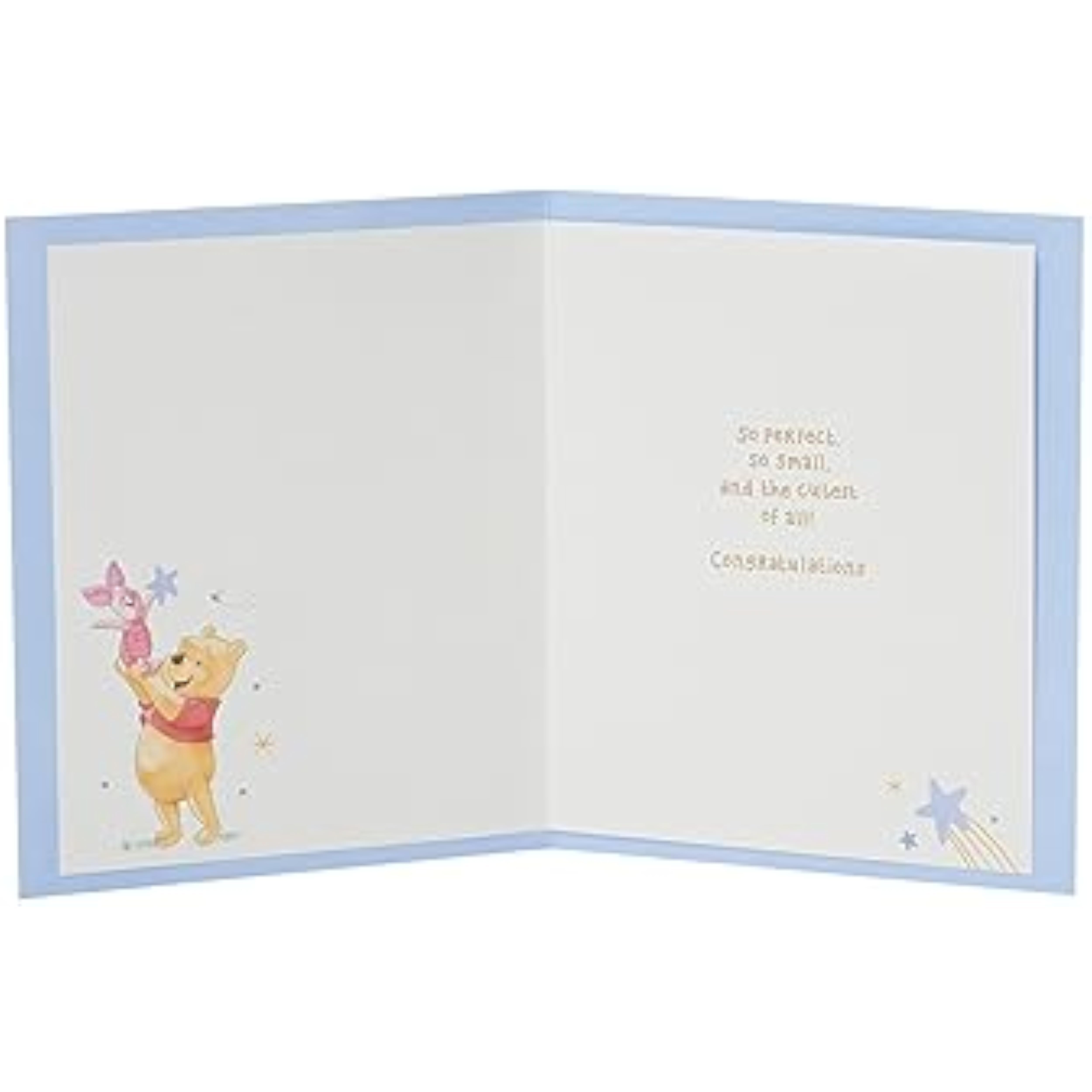 UK Greetings Disney Winnie the Pooh new baby boy greeting card with adorable Pooh illustration and cheerful design.