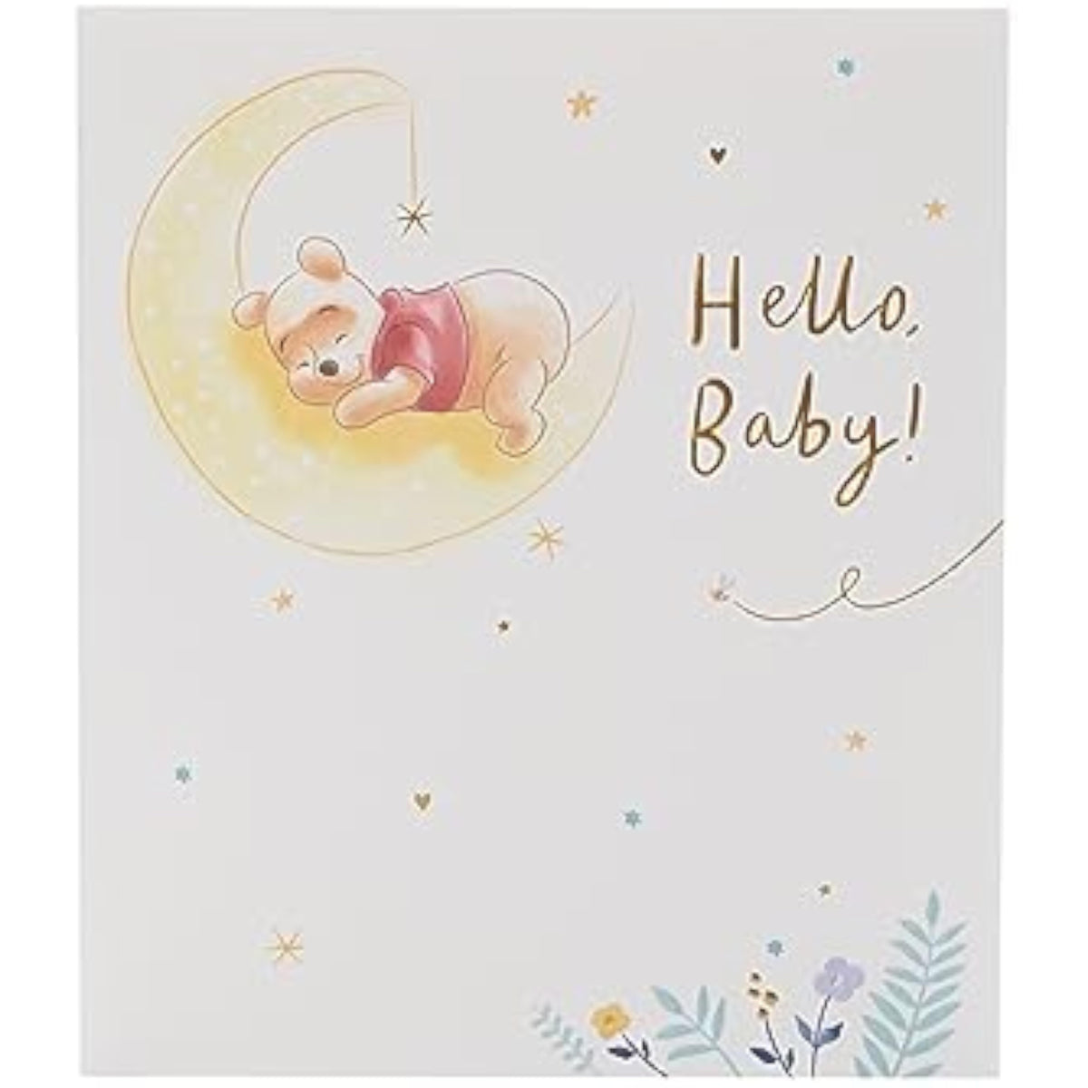 UK Greetings Disney Winnie the Pooh new baby greeting card featuring Winnie the Pooh and friends, perfect for celebrating a new arrival.