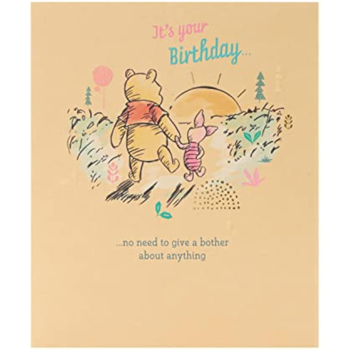 UK Greetings Disney Winnie the Pooh friend birthday card featuring Winnie the Pooh and friends with colorful birthday illustrations.