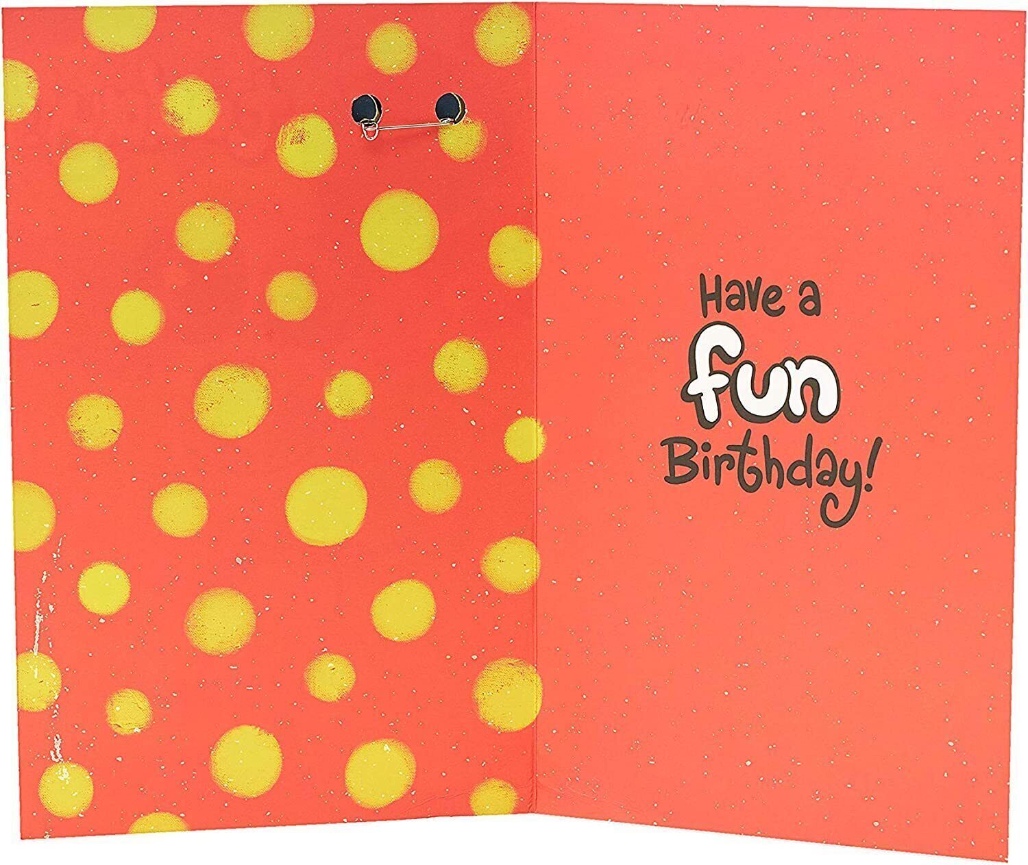 UK Greetings dog with big eyes 7th birthday card featuring a badge, colorful greeting card for children's birthdays.