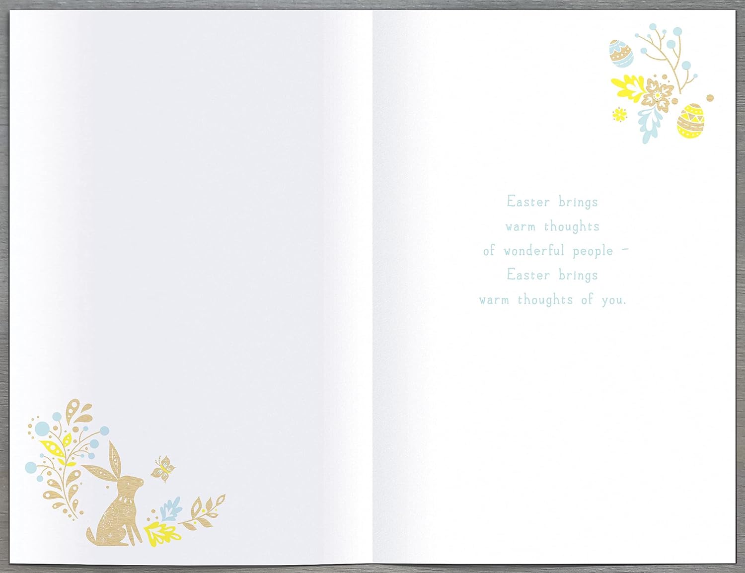 UK Greetings Easter Brings Bright Days foiled greeting card featuring colorful Easter-themed design and festive message.