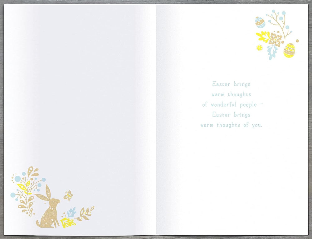 UK Greetings Easter Brings Bright Days foiled greeting card featuring colorful Easter-themed design and festive message.