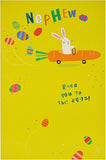 UK Greetings Easter Bunny Card for Nephew, colorful greeting card featuring a cute bunny design for celebrating Easter.