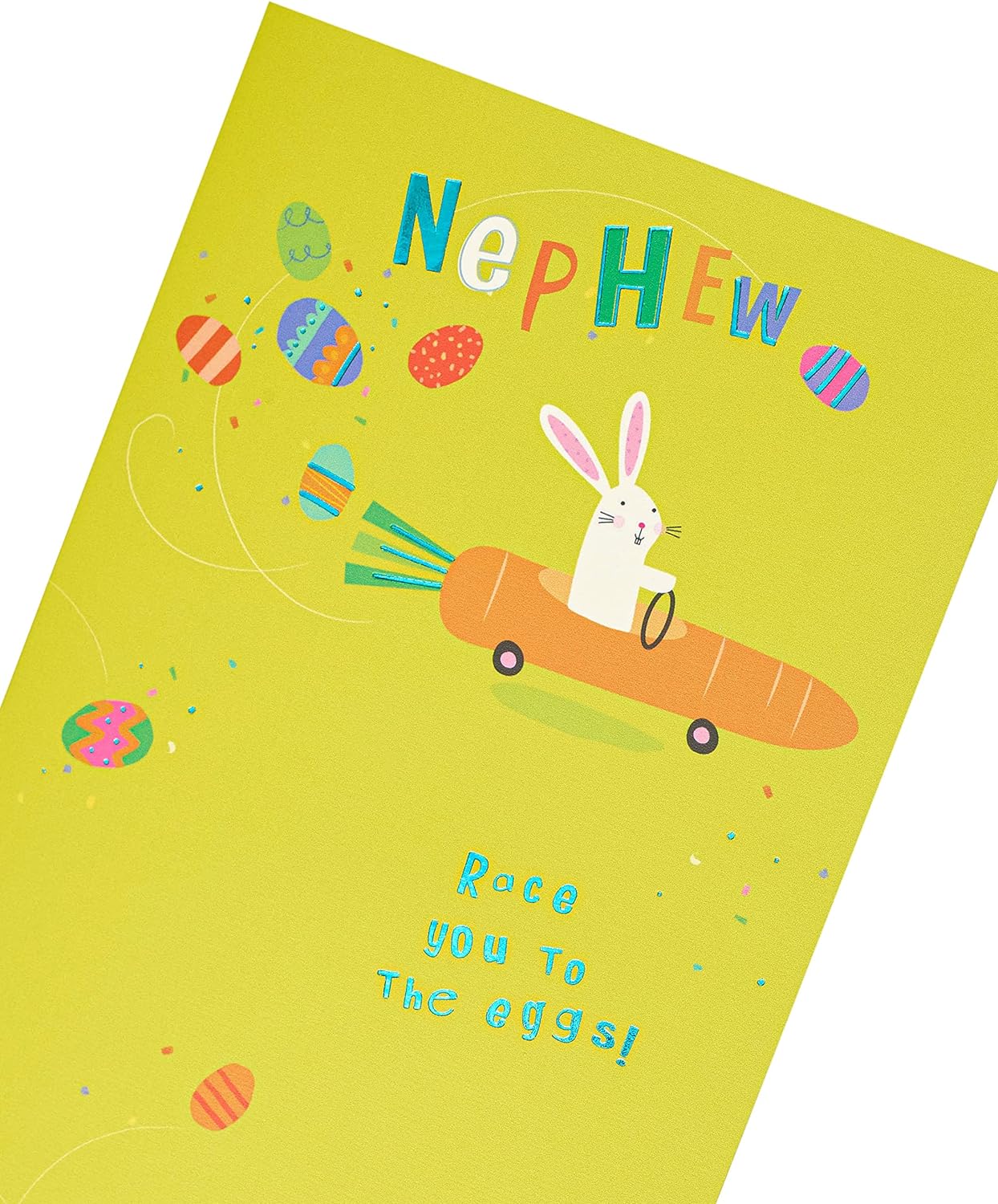UK Greetings Easter Bunny Card for Nephew featuring colorful bunny illustration, perfect for celebrating Easter with a special nephew.