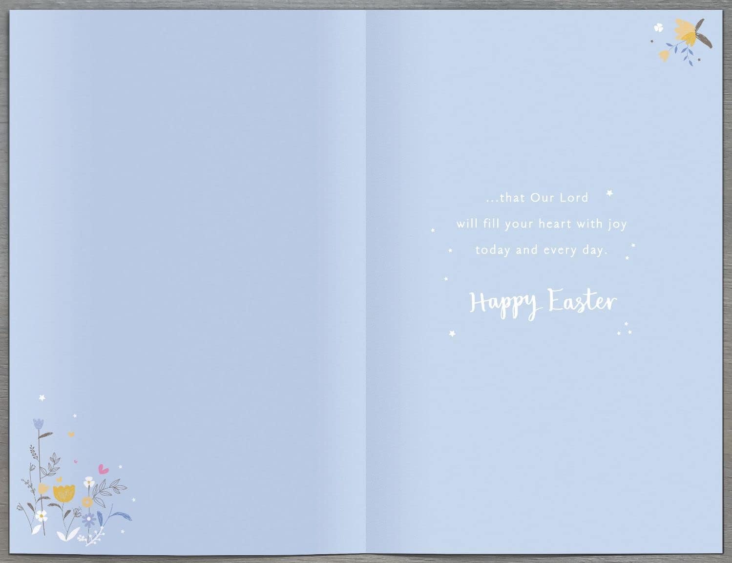 UK Greetings Easter greeting card featuring a silver cross and floral design for the Holy Season, perfect for Easter celebrations.