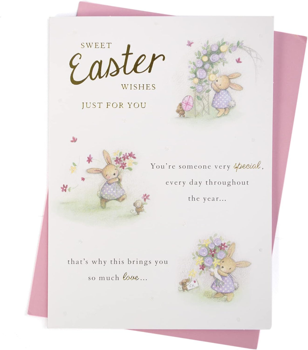 UK Greetings Easter Card featuring a festive design with "Sweet Easter Wishes Just for You" message for celebrating Easter greetings.