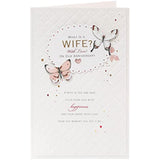 UK Greetings anniversary greeting card with elegant 3D butterflies and gold foil design for wife, perfect for special occasions.