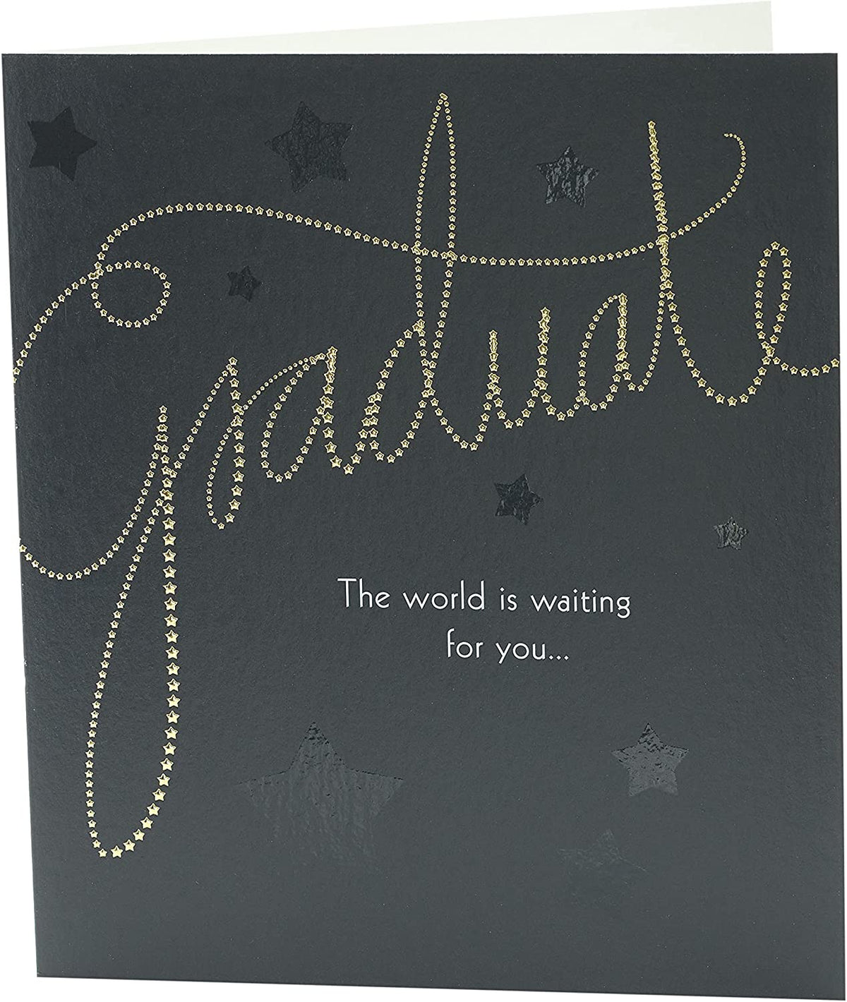 UK Greetings elegant graduation card with foil and embossed finish, featuring a celebratory design and heartfelt message.