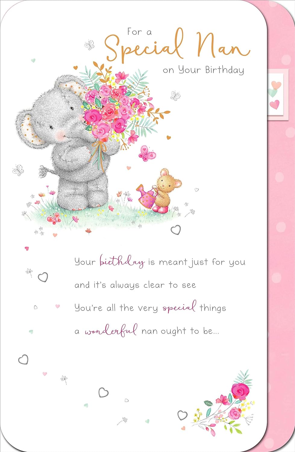 UK Greetings Elliot and Buttons Special Nan birthday card featuring colorful illustrations and heartfelt message for grandmother.