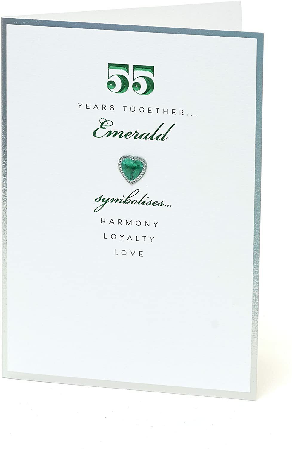 UK Greetings Emerald 55th Anniversary greeting card featuring elegant emerald-themed design and celebratory message.
