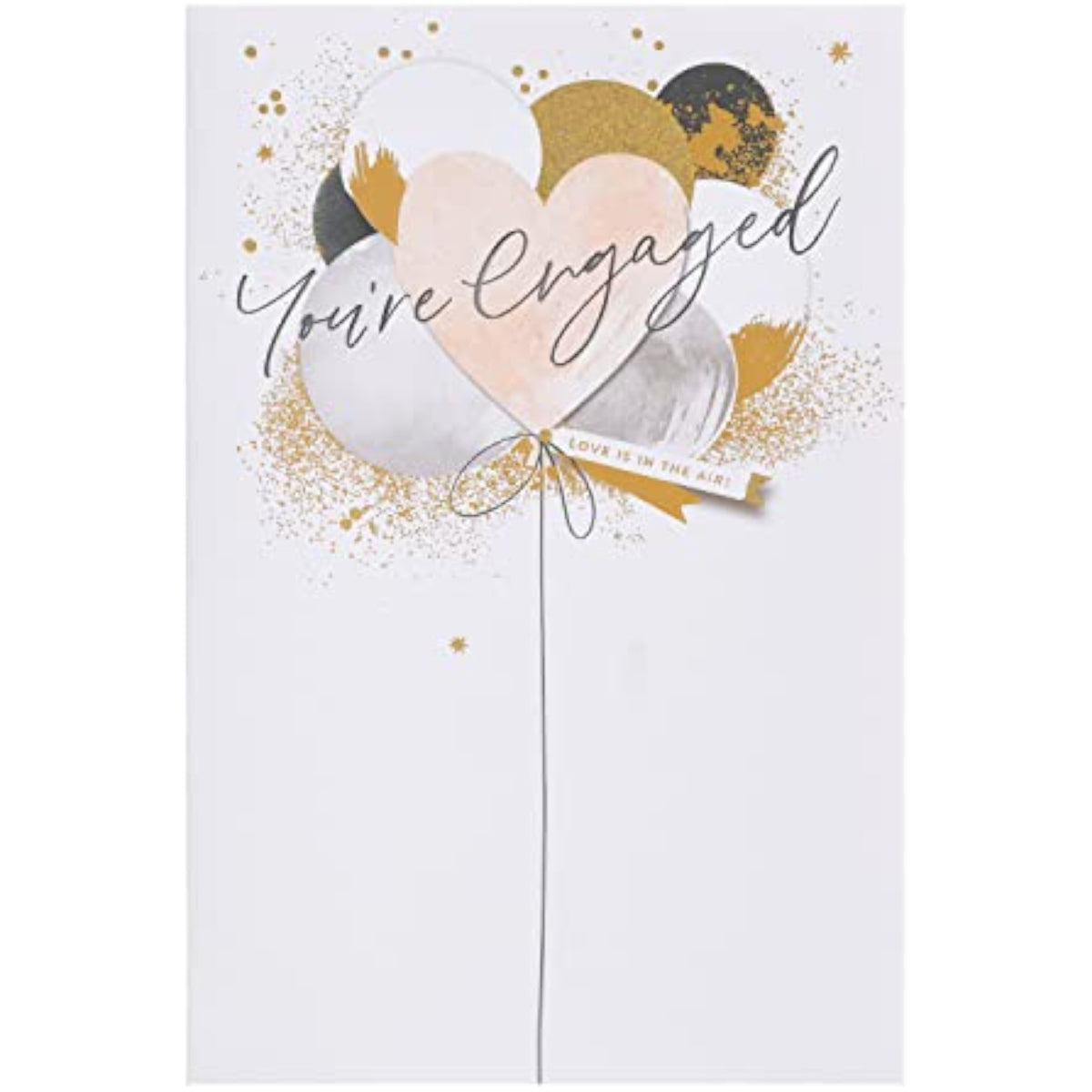 UK Greetings engagement card for him, her, or friend with balloon design and envelope, ideal for celebrating special moments.