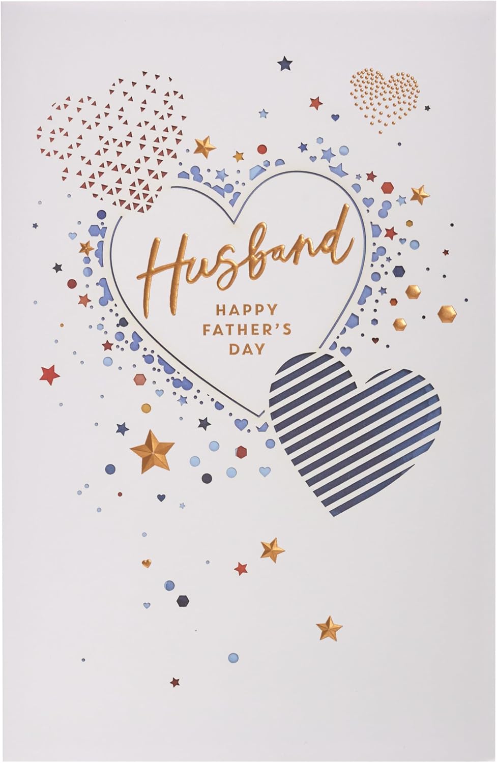 UK Greetings Father's Day card for husband featuring a love heart design, perfect for celebrating dads on special occasions.