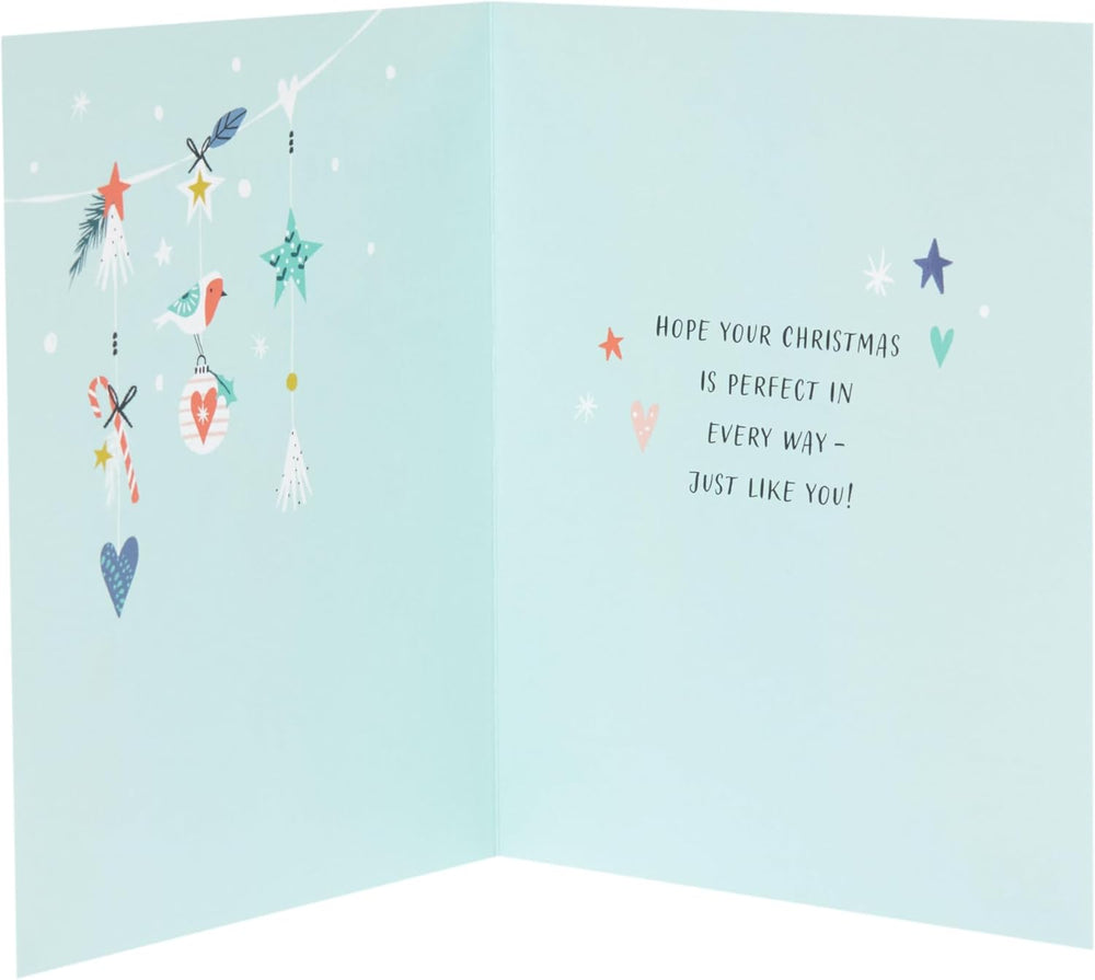 UK Greetings festive Christmas card featuring a colorful design with a heartfelt message for granddaughter.