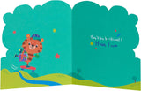 UK Greetings First Day at School greeting card for boys featuring a cute tiger cartoon with an envelope.