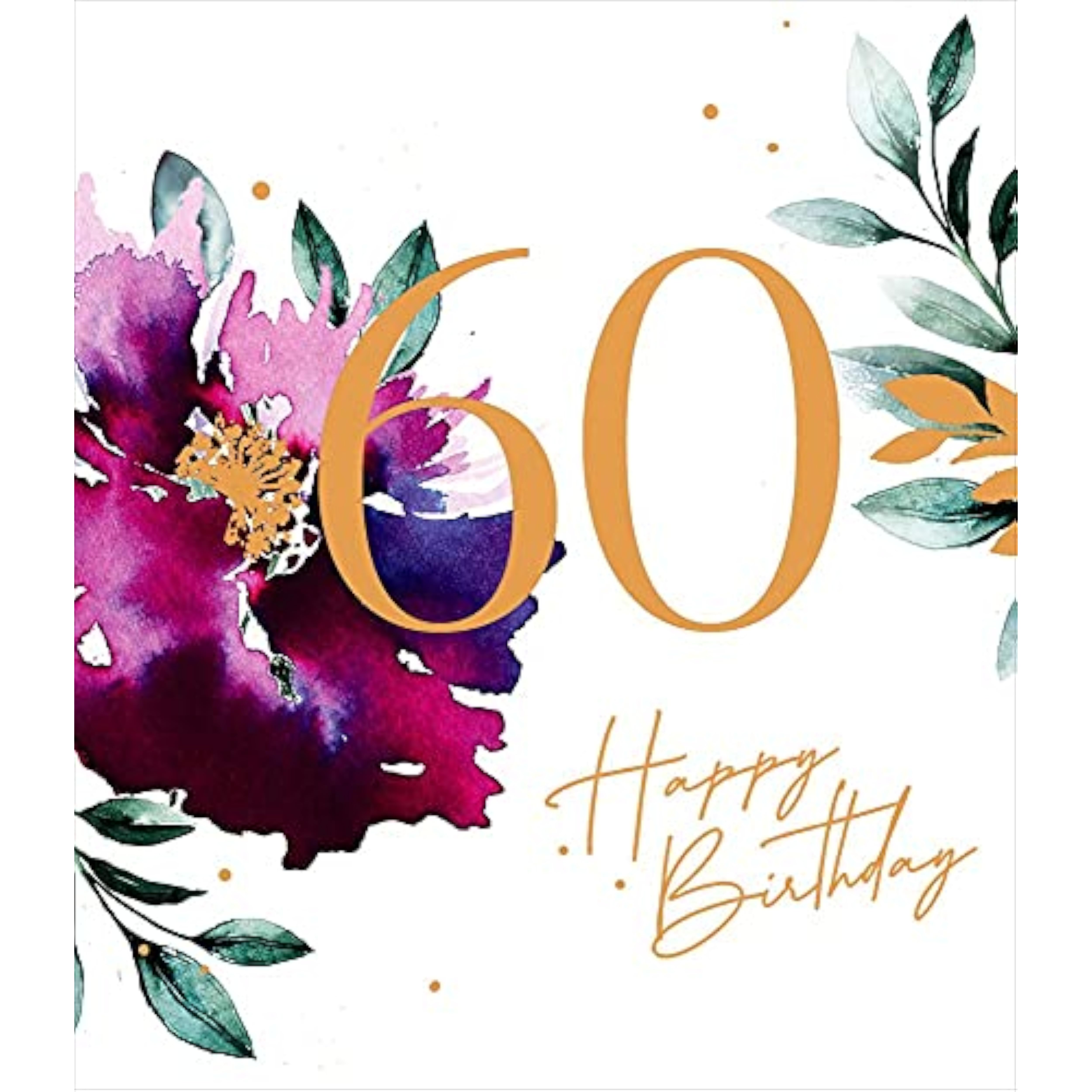UK Greetings floral 60th birthday greeting card with colorful flower design, perfect for celebrating a special milestone.