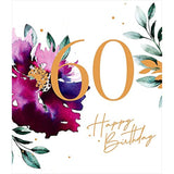 UK Greetings floral 60th birthday greeting card with colorful flower design, perfect for celebrating a special milestone.
