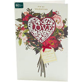 UK Greetings floral bouquet romantic Valentine's Day card with colorful flower illustrations and elegant design.