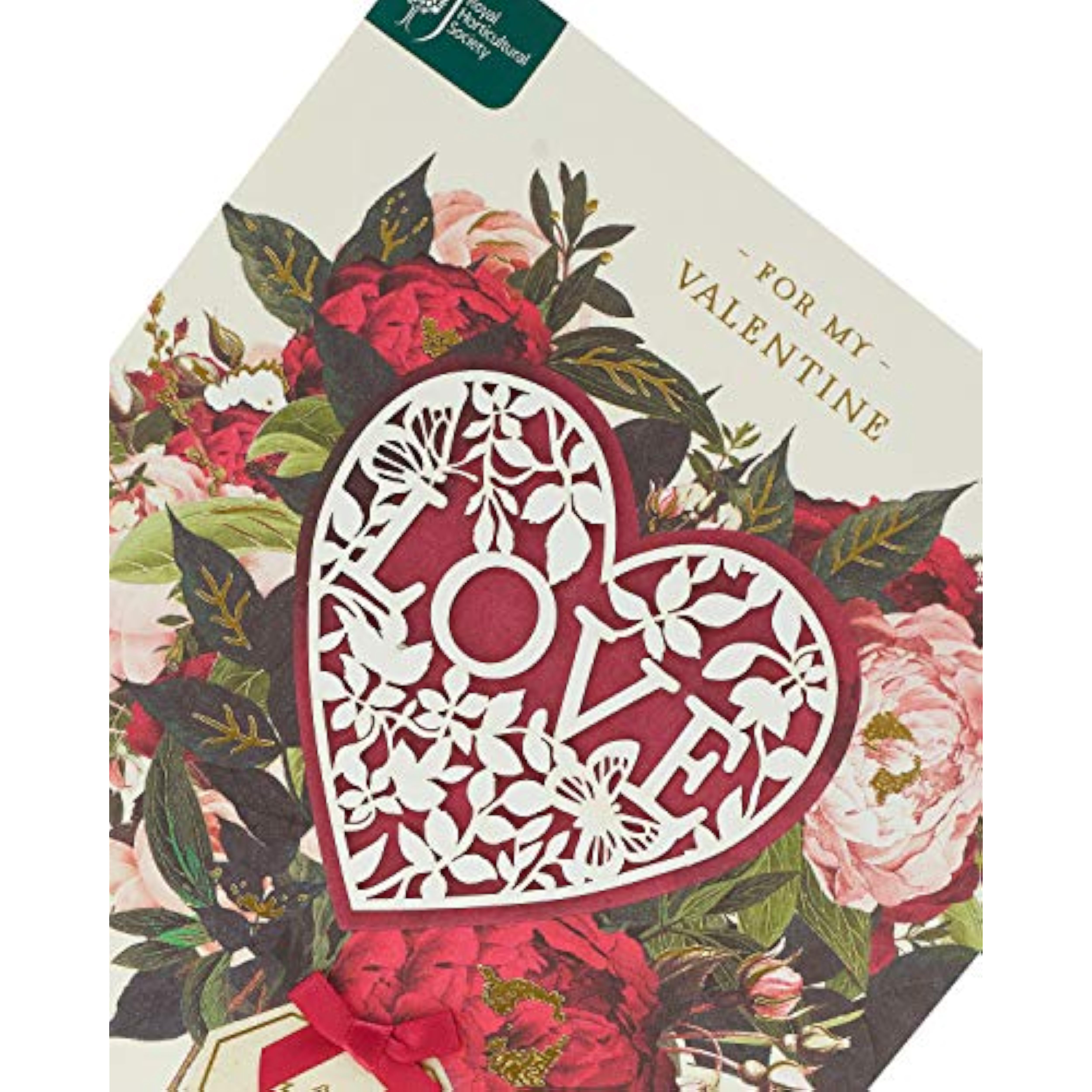 UK Greetings floral bouquet romantic Valentine's Day card with colorful flower illustrations and elegant design.