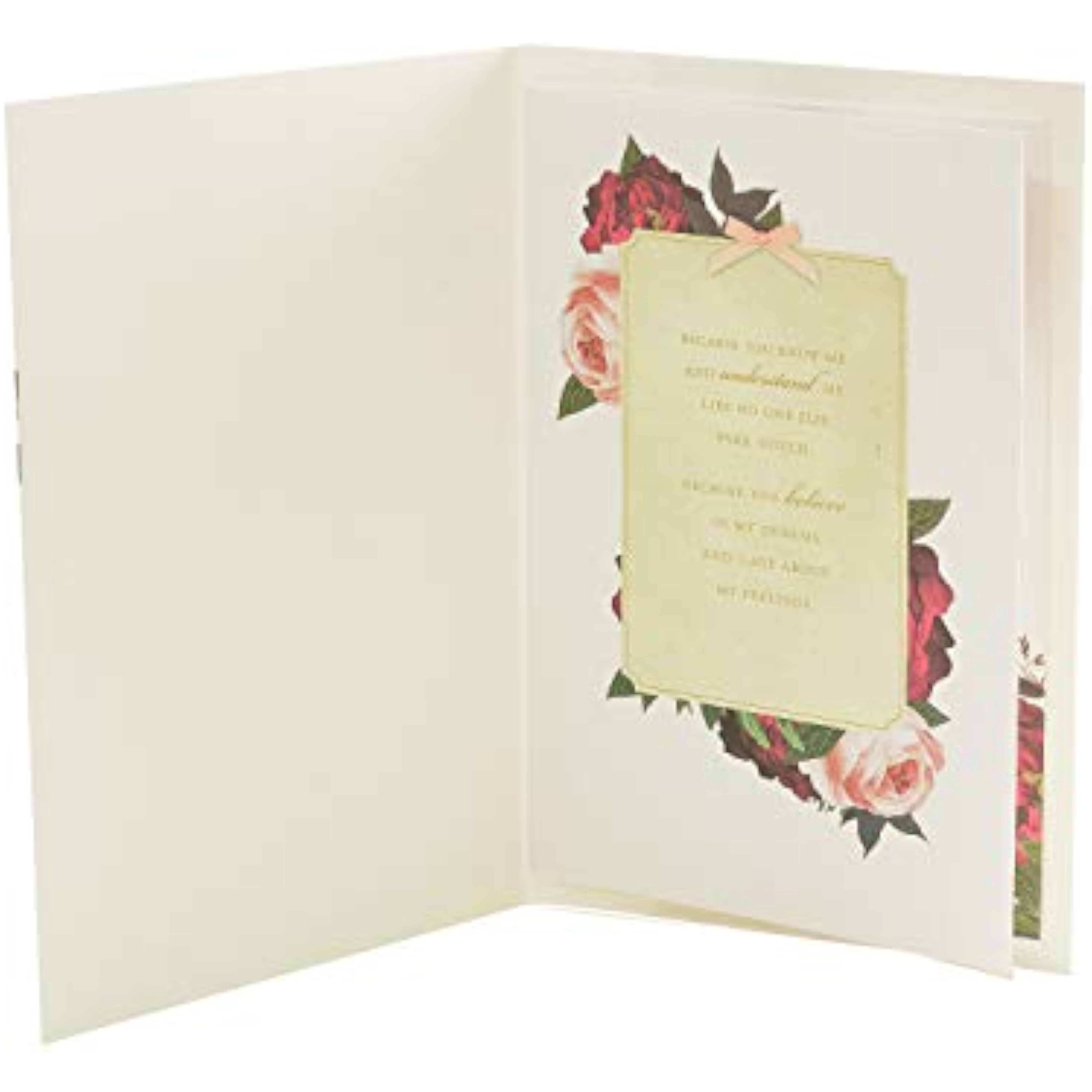 UK Greetings floral bouquet romantic Valentine's Day greeting card with colorful flower design and heartfelt message inside.